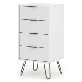 Offset front view , August white narrow chest.