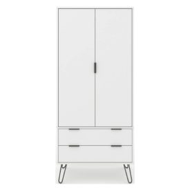 Frontal view, large white wardrobe.