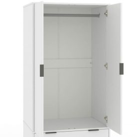 Inside a white double wardrobe.