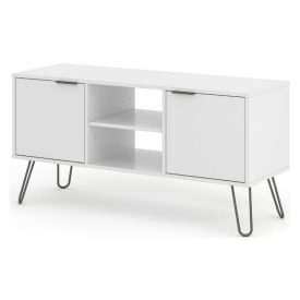 Front corner view, white TV unit.