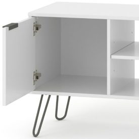 Cupboard of white Television unit.