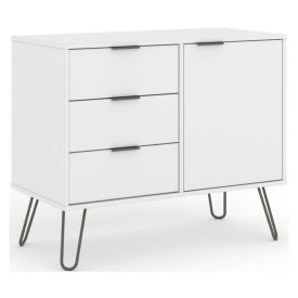 White sideboard with hair pin legs.