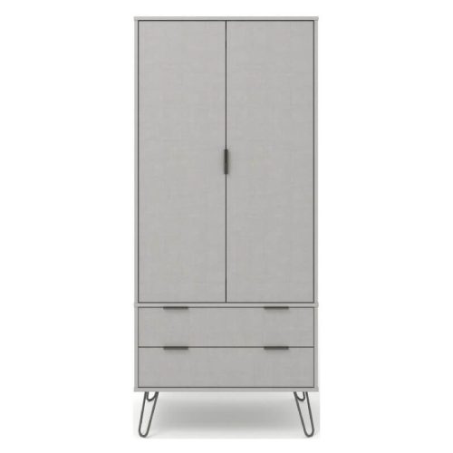 Large grey wardrobe with drawers.