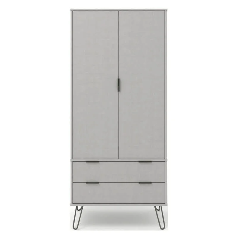 Large grey wardrobe with drawers.