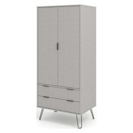 Front corner of grey wardrobe.