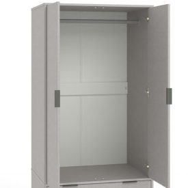 Grey wardrobe handing space.