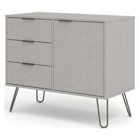 Offset small grey sideboard.