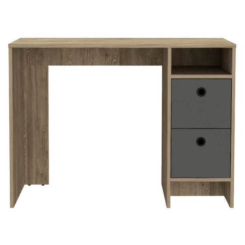 Bleached Oak & Grey 2 Drawer Desk [Vegas]