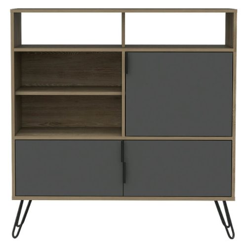 Oak & Grey Tall Sideboard, 3 Doors [Vegas]