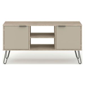 Blue & Oak Closed Television Unit [Signature Blue]
