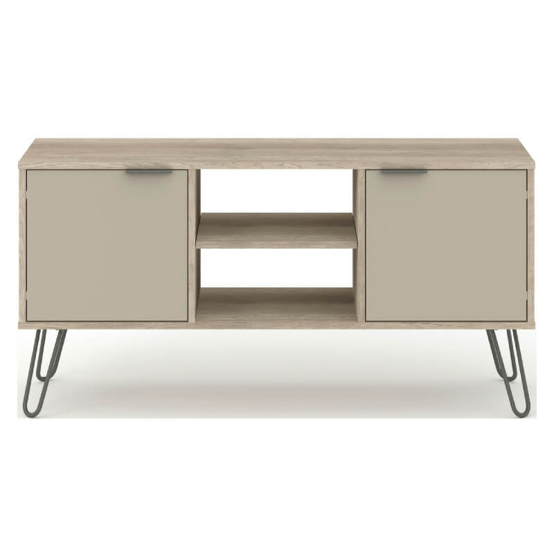 Driftwood 2 Door TV Unit, Hair Pin Legs [Augusta]