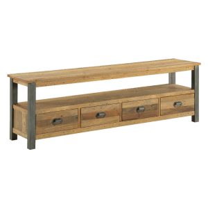 Oak & Grey Wide TV Unit with 4 Doors [Vegas]
