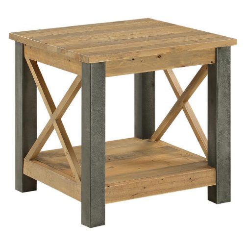 Reclaimed & Steel Lamp Table [U.E.]