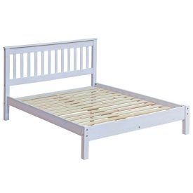 Whitewashed Double Bed with Headboard