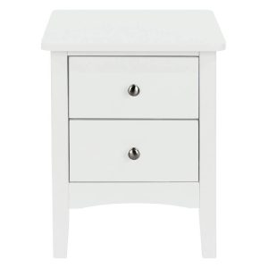 White & Pine Small Bedside Cabinet 2 Drawers [Capri]