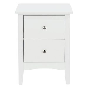 White & Pine Small Bedside Cabinet 2 Drawers [Capri]