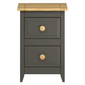 Grey & Pine Small Bedside Cabinet 2 Drawers [Capri]