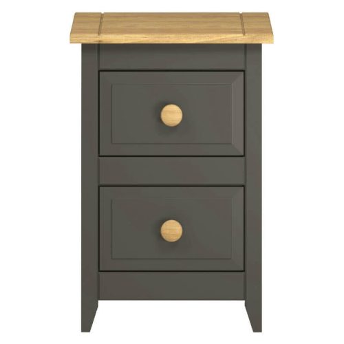Grey & Pine Small Bedside Cabinet 2 Drawers [Capri]