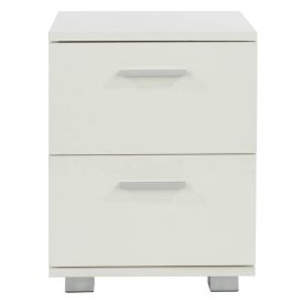 Gloss White 2 Drawer Bedside Cabinet [Lido]