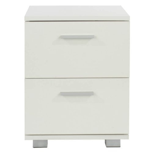 Gloss White 2 Drawer Bedside Cabinet [Lido]