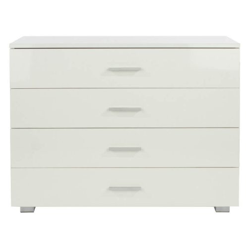 Gloss White Low 4 Drawer Chest [Lido]