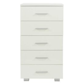 Gloss White 5 Drawer Narrow Chest [Lido]