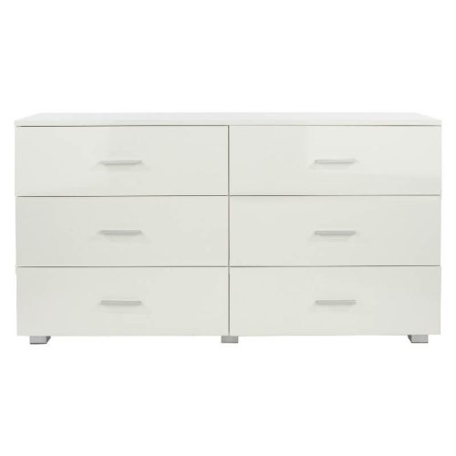 Gloss White Wide 6 Drawer Chest [Lido]