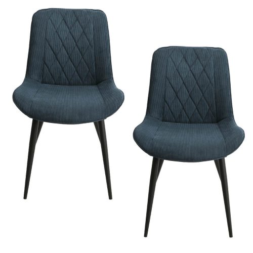 Diamond Stitch Blue Cord Dining Chairs (x2) [Aspen]