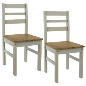 Light Grey and Pine Dining Chairs (x2) [Corona Grey]