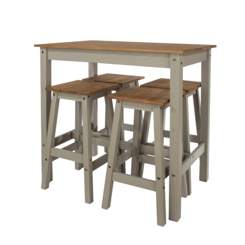 Grey & Pine Breakfast Table & Stools Set [Corona Grey]