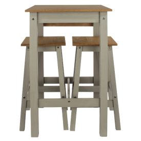 Grey & Pine Breakfast Bar & Stools Set [Corona Grey]