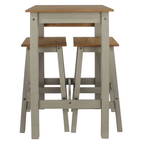 Grey & Pine Breakfast Bar & Stools Set [Corona Grey]