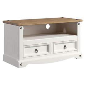 Whitewashed & Pine TV Unit 2 Drawers [Corona White]