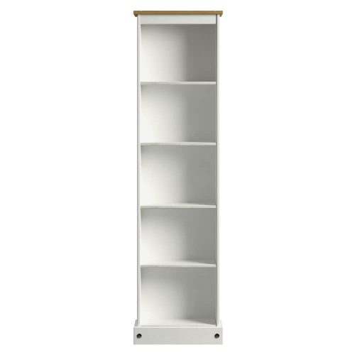 Whitewashed Tall Narrow Bookcase [Corona White]