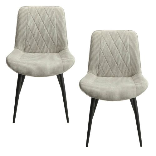 Diamond Stitch Grey Cord Dining Chairs (x2) [Aspen]