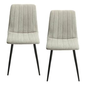 Straight Stitch Grey Cord Dining Chairs (x2) [Aspen]
