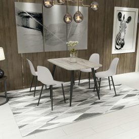 Grey Oak Rectangle Table & 4 Calico Curve Chairs [Aspen]