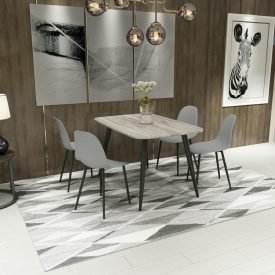 Grey Oak Rectangle Table & 4 Grey Curve Chairs [Aspen]