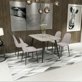 Grey Oak Rectangle Table & 4 Calico Duo Chairs [Aspen]