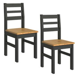 Black & Pine Waxed Formal Dining Chairs (x2)