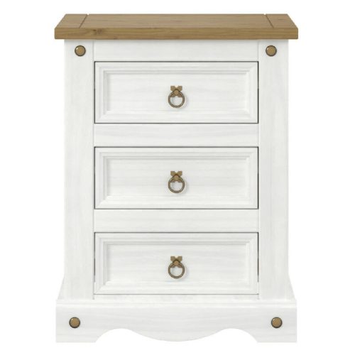 White Bedside Cabinet 3 Drawers [Corona]