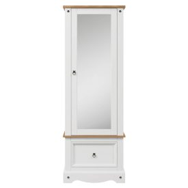 White Armoire Mirrored Door 1 Drawer [Corona]