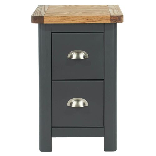 Dark Grey Small Bedside Cabinet 2 Drawers [Dunkeld]
