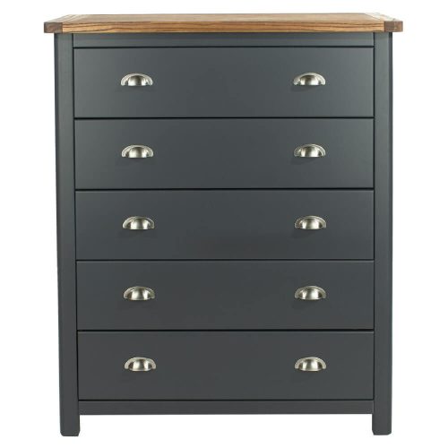 Dark Grey 5 Drawer Chest [Dunkeld]