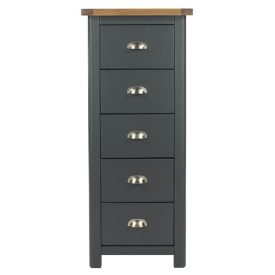 Dark Grey Narrow 5 Drawer Chest [Dunkeld]