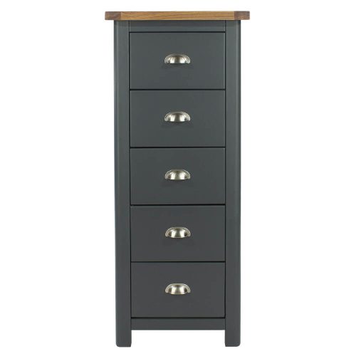 Dark Grey Narrow 5 Drawer Chest [Dunkeld]