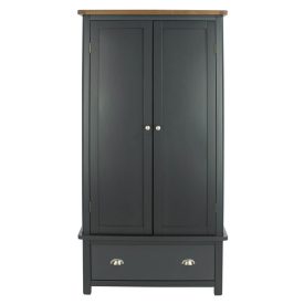 Dark Grey Double Wardrobe with Drawer [Dunkeld]
