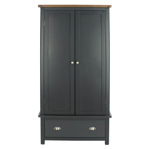 Dark Grey Double Wardrobe with Drawer [Dunkeld]