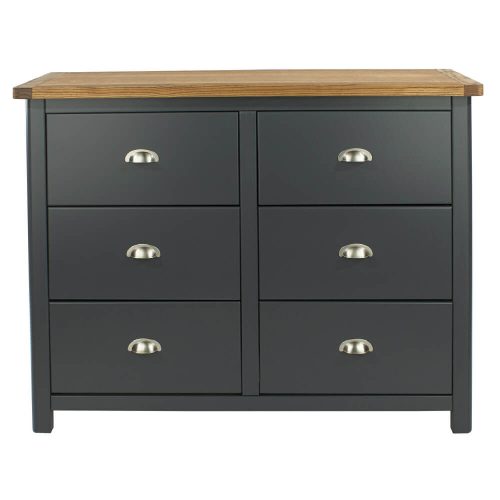 Dark Grey Wide Chest of 6 Drawers [Dunkeld]
