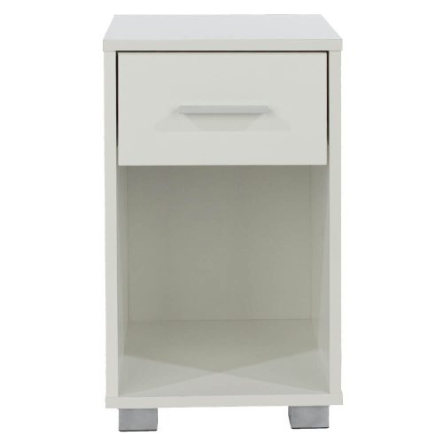 Gloss White Small Bedside Cabinet 1 Drawer [Lido]